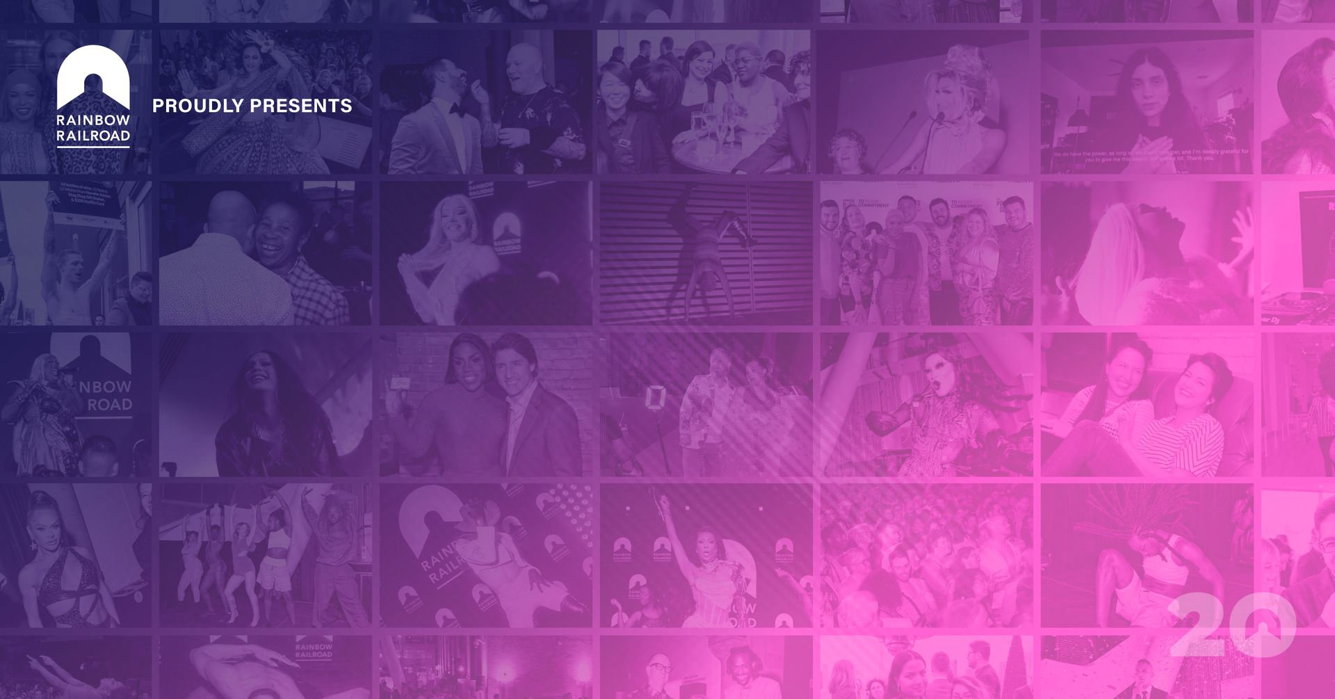 Mosaic of pictures from previous events hosted by Rainbow Railroad